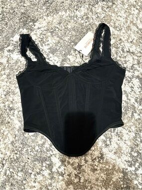 Black Lace-Trim Corset Top